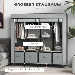 HOMCOM Kleiderschrank dunkelgrau Polypropylen B/H/L: ca. 42,5x166x169,5 cm