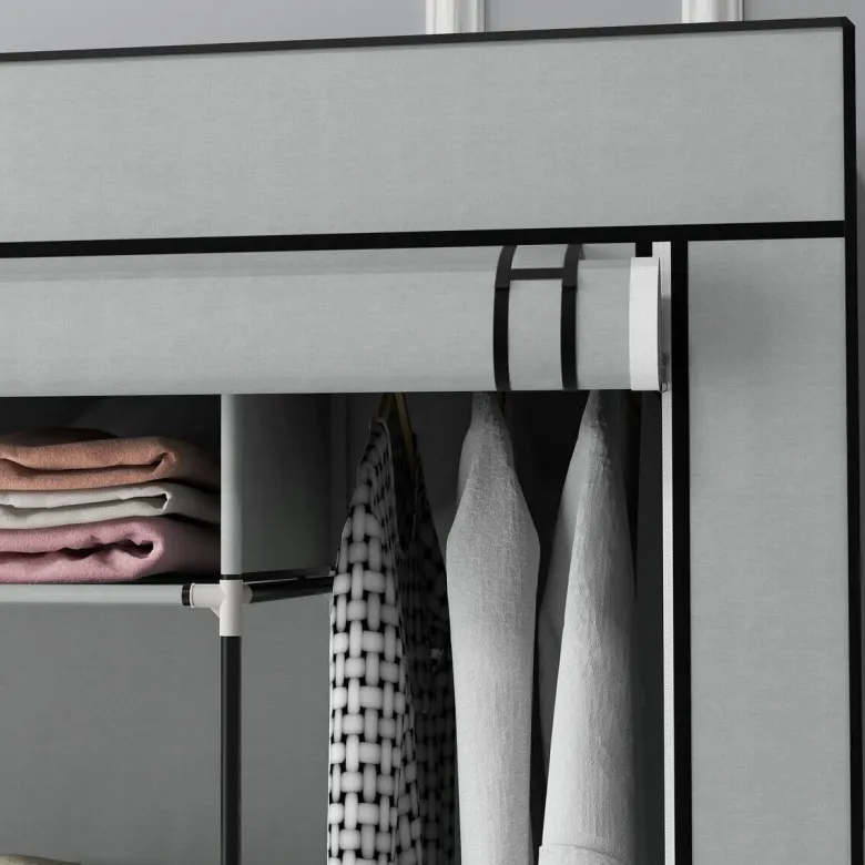 HOMCOM Kleiderschrank dunkelgrau Polypropylen B/H/L: ca. 42,5x166x169,5 cm