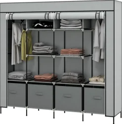 HOMCOM Kleiderschrank dunkelgrau Polypropylen B/H/L: ca. 42,5x166x169,5 cm