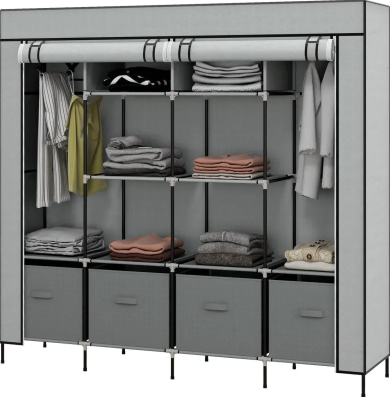 HOMCOM Kleiderschrank dunkelgrau Polypropylen B/H/L: ca. 42,5x166x169,5 cm
