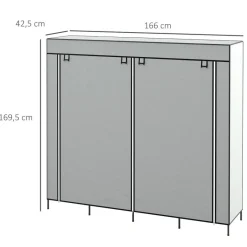HOMCOM Kleiderschrank dunkelgrau Polypropylen B/H/L: ca. 42,5x166x169,5 cm