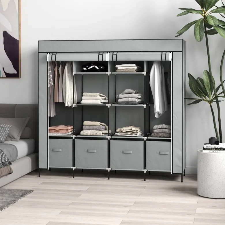HOMCOM Kleiderschrank dunkelgrau Polypropylen B/H/L: ca. 42,5x166x169,5 cm