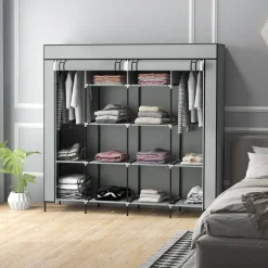 HOMCOM Kleiderschrank dunkelgrau Polypropylen B/H/L: ca. 42,5x166x169,5 cm