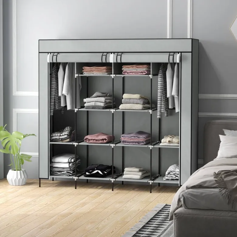 HOMCOM Kleiderschrank dunkelgrau Polypropylen B/H/L: ca. 42,5x166x169,5 cm
