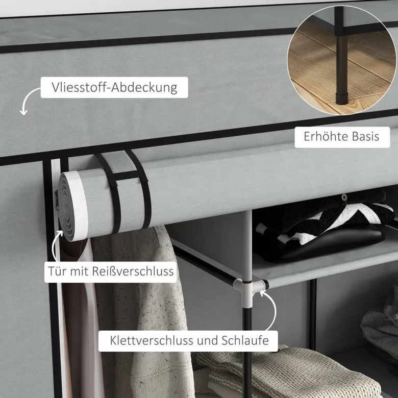 HOMCOM Kleiderschrank dunkelgrau Polypropylen B/H/L: ca. 42,5x166x169,5 cm