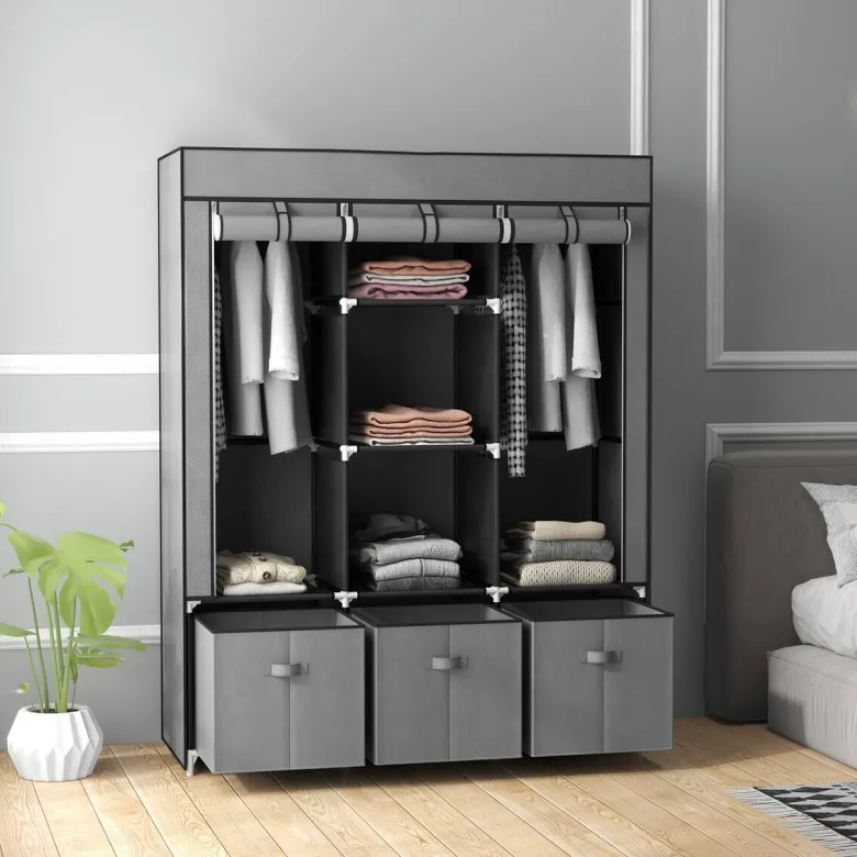 HOMCOM Kleiderschrank dunkelgrau Polypropylen B/H/L: ca. 43x125x162,5 cm