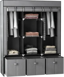 HOMCOM Kleiderschrank dunkelgrau Polypropylen B/H/L: ca. 43x125x162,5 cm