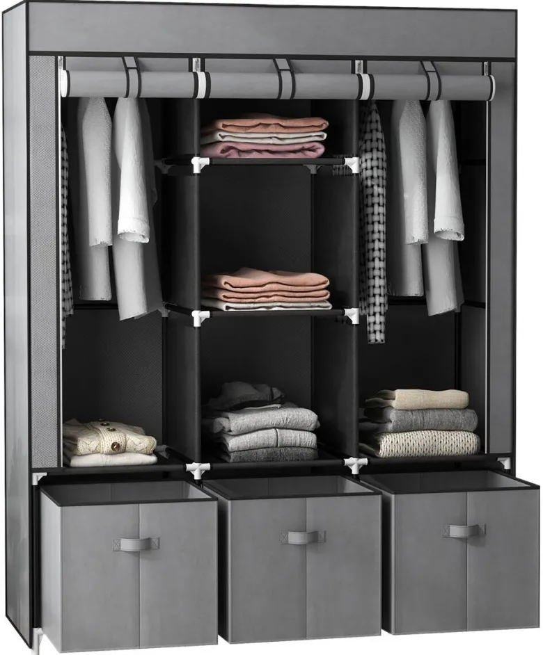 HOMCOM Kleiderschrank dunkelgrau Polypropylen B/H/L: ca. 43x125x162,5 cm