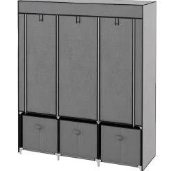 HOMCOM Kleiderschrank dunkelgrau Polypropylen B/H/L: ca. 43x125x162,5 cm