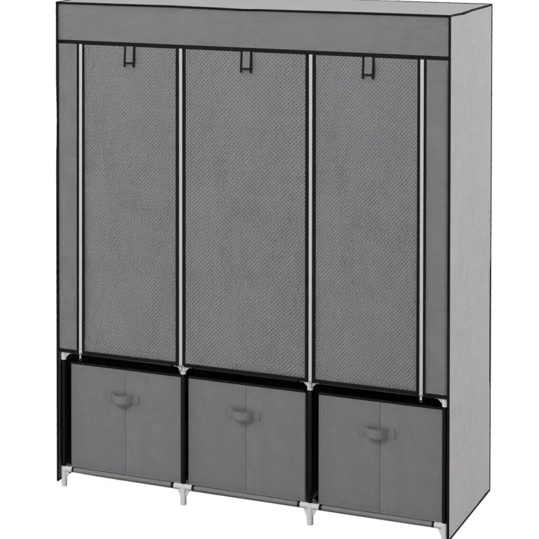 HOMCOM Kleiderschrank dunkelgrau Polypropylen B/H/L: ca. 43x125x162,5 cm