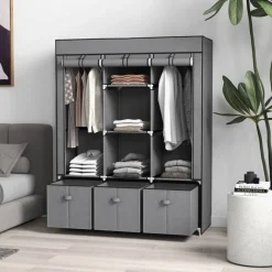 HOMCOM Kleiderschrank dunkelgrau Polypropylen B/H/L: ca. 43x125x162,5 cm