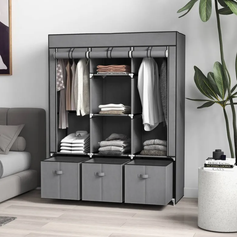 HOMCOM Kleiderschrank dunkelgrau Polypropylen B/H/L: ca. 43x125x162,5 cm