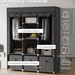 HOMCOM Kleiderschrank dunkelgrau Polypropylen B/H/L: ca. 43x125x162,5 cm
