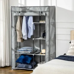 HOMCOM Kleiderschrank grau Polypropylen B/H/L: ca. 43x103x162,5 cm