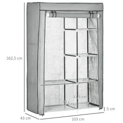 HOMCOM Kleiderschrank grau Polypropylen B/H/L: ca. 43x103x162,5 cm