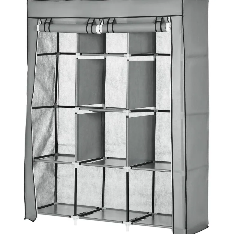 HOMCOM Kleiderschrank hellgrau Edelstahl B/H/L: ca. 43x125x162,5 cm
