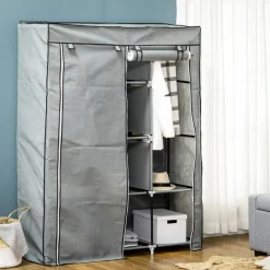 HOMCOM Kleiderschrank hellgrau Edelstahl B/H/L: ca. 43x125x162,5 cm