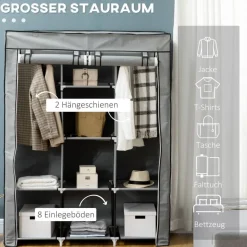 HOMCOM Kleiderschrank hellgrau Edelstahl B/H/L: ca. 43x125x162,5 cm