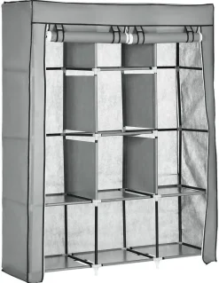 HOMCOM Kleiderschrank hellgrau Edelstahl B/H/L: ca. 43x125x162,5 cm