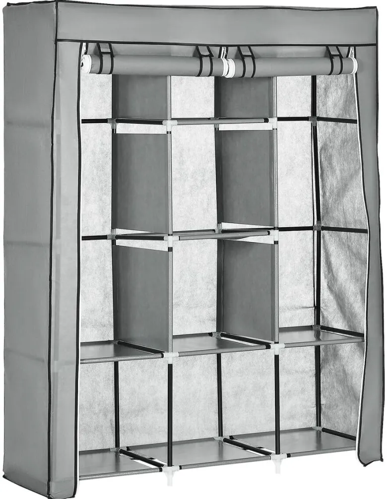 HOMCOM Kleiderschrank hellgrau Edelstahl B/H/L: ca. 43x125x162,5 cm