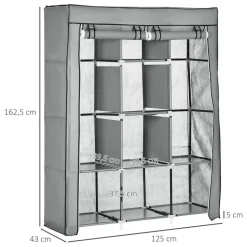 HOMCOM Kleiderschrank hellgrau Edelstahl B/H/L: ca. 43x125x162,5 cm