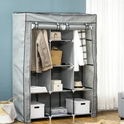 HOMCOM Kleiderschrank hellgrau Edelstahl B/H/L: ca. 43x125x162,5 cm