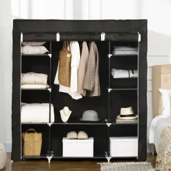 HOMCOM Kleiderschrank schwarz Edelstahl B/H/L: ca. 43x150x162,5 cm