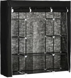 HOMCOM Kleiderschrank schwarz Edelstahl B/H/L: ca. 43x150x162,5 cm