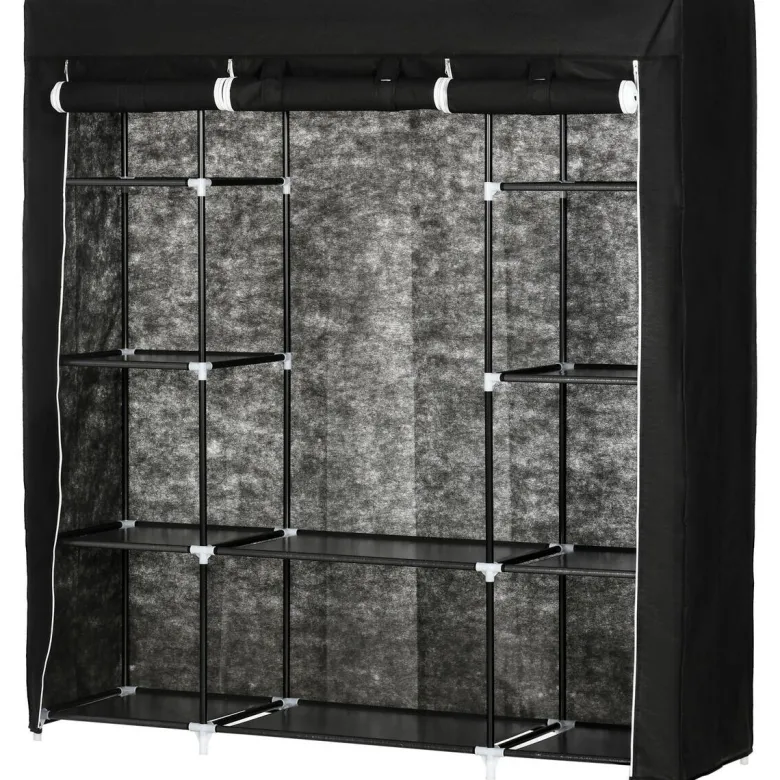 HOMCOM Kleiderschrank schwarz Edelstahl B/H/L: ca. 43x150x162,5 cm