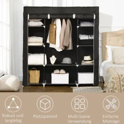 HOMCOM Kleiderschrank schwarz Edelstahl B/H/L: ca. 43x150x162,5 cm