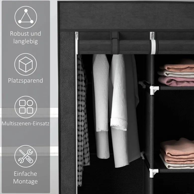 HOMCOM Kleiderschrank schwarz Polypropylen B/H/L: ca. 43x125x162,5 cm
