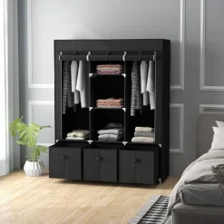HOMCOM Kleiderschrank schwarz Polypropylen B/H/L: ca. 43x125x162,5 cm