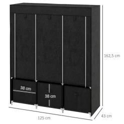 HOMCOM Kleiderschrank schwarz Polypropylen B/H/L: ca. 43x125x162,5 cm