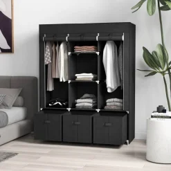 HOMCOM Kleiderschrank schwarz Polypropylen B/H/L: ca. 43x125x162,5 cm