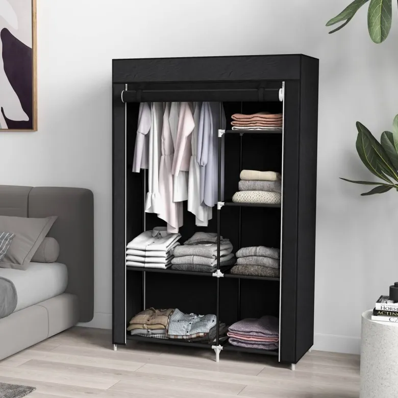 HOMCOM Kleiderschrank schwarz Polypropylen B/H/L: ca. 43x103x162,5 cm
