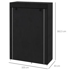 HOMCOM Kleiderschrank schwarz Polypropylen B/H/L: ca. 43x103x162,5 cm