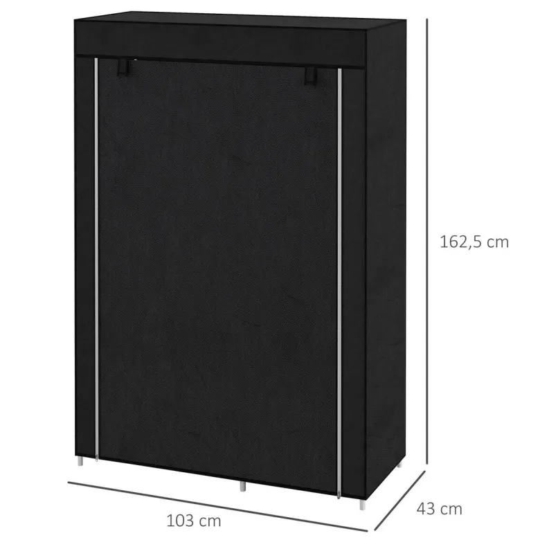 HOMCOM Kleiderschrank schwarz Polypropylen B/H/L: ca. 43x103x162,5 cm
