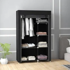 HOMCOM Kleiderschrank schwarz Polypropylen B/H/L: ca. 43x103x162,5 cm