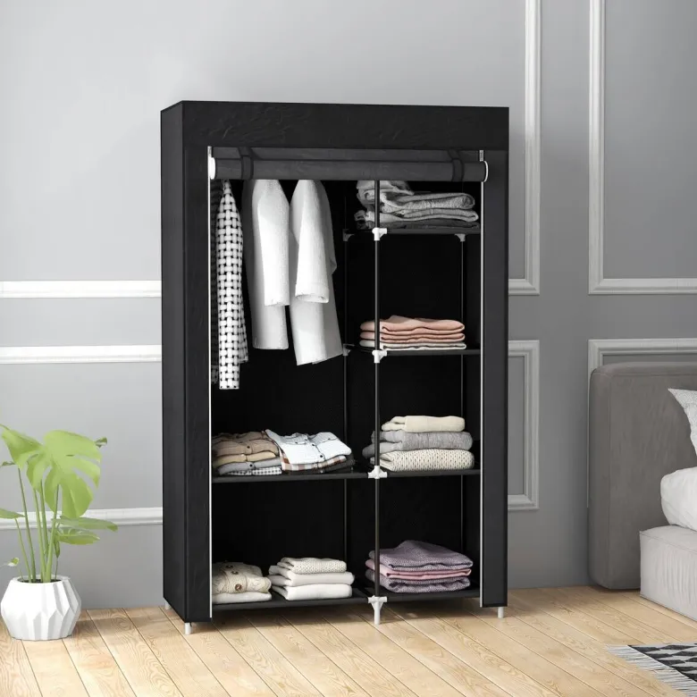 HOMCOM Kleiderschrank schwarz Polypropylen B/H/L: ca. 43x103x162,5 cm