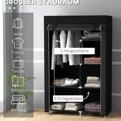 HOMCOM Kleiderschrank schwarz Polypropylen B/H/L: ca. 43x103x162,5 cm