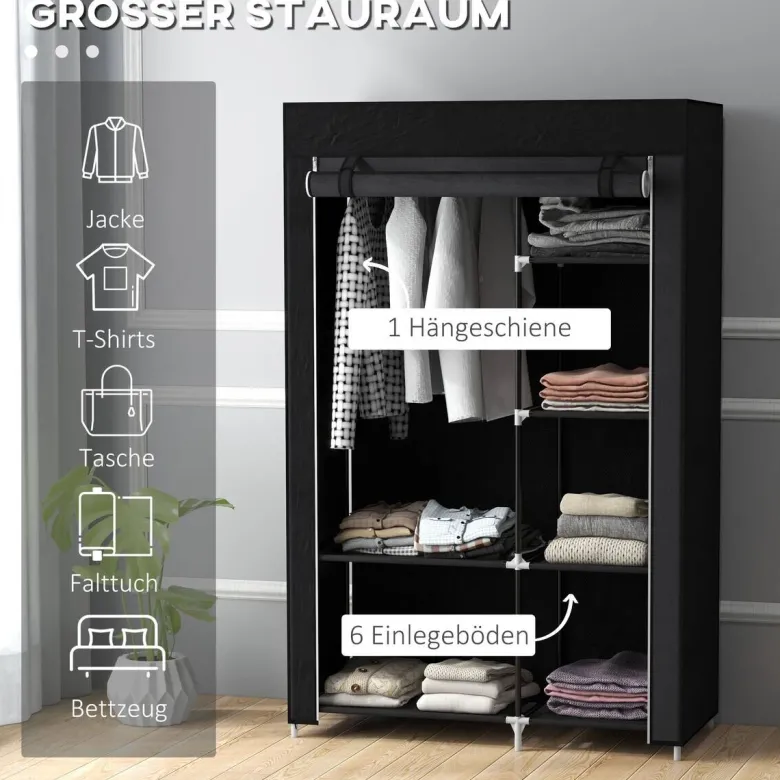 HOMCOM Kleiderschrank schwarz Polypropylen B/H/L: ca. 43x103x162,5 cm