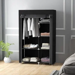 HOMCOM Kleiderschrank schwarz Polypropylen B/H/L: ca. 43x103x162,5 cm