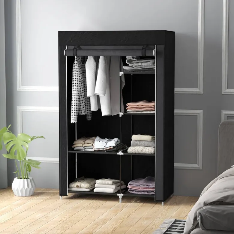 HOMCOM Kleiderschrank schwarz Polypropylen B/H/L: ca. 43x103x162,5 cm