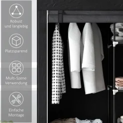 HOMCOM Kleiderschrank schwarz Polypropylen B/H/L: ca. 43x103x162,5 cm