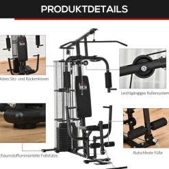 HOMCOM Kraftstation schwarz Metall B/H/L: ca. 110x210x150 cm