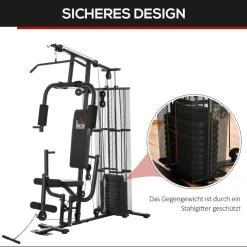 HOMCOM Kraftstation schwarz Metall B/H/L: ca. 110x210x150 cm