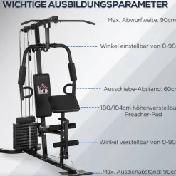 HOMCOM Kraftstation schwarz Stahl B/H/L: ca. 108x200x180 cm