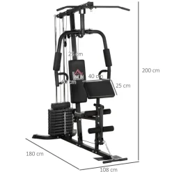 HOMCOM Kraftstation schwarz Stahl B/H/L: ca. 108x200x180 cm