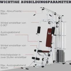HOMCOM Kraftstation weiß Stahl B/H/L: ca. 110x210x150 cm