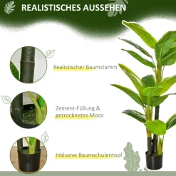 HOMCOM Kunstpflanze grün Kunststoff B/H/L: ca. 17x17x150 cm